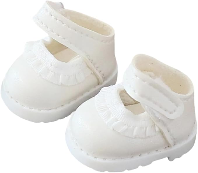 Doll Shoes for Lu bubu 17cm Dolls(No Doll) , Mini Shoes Accessories, Cute PU Leather Lace Shoes Suitable for 17cm Doll, Dress Up Doll Shoes Replacement White