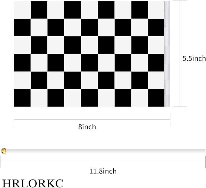98ft Checkered Black & White Pennant Banner Racing Flags and 20Pcs 11.8 Inch Racing Flags with Plastic Sticks for Racing Party Supplies by HRLORKC