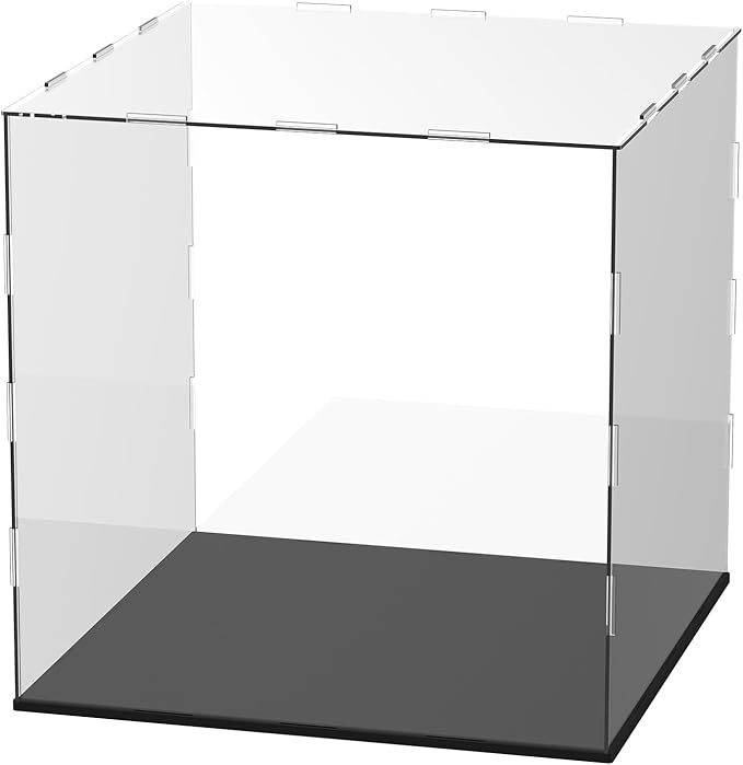 Clear Acrylic Display Case, 12 x 12 x 12 Inch Assemble Clear Acrylic Display Box Dustproof for Action Figures/Model/Statues/Collectibles/Doll/Toys/Home Storage