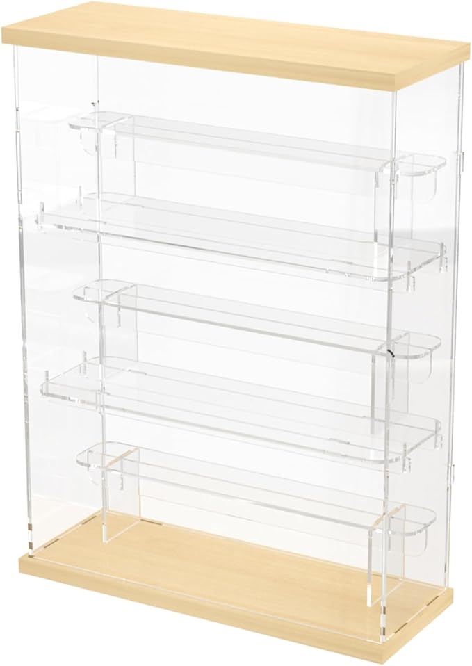 DuvinDD Acrylic Display Case for Collectibles with LED Light Top, 3-Shelves Clear Figure Display Case with Door, Dustproof Hot Wheels Display Case Storage Box Black(12.4x4.5x16.7inch)
