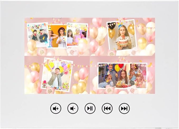 Create Your Own Kids Birthday Video Card – Personalized Slideshow Gift with Photos – 7” Digital Display, 256MB Memory, Long-Lasting Rechargeable Battery, USB Charging
