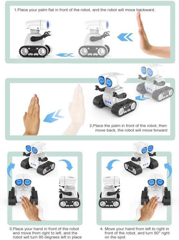 Remote Control Robots Toy, USB Rechargeable Movable Robot Toy with LED Eyes & Music, Robot Toy for Kids, Birthday Gift for Boys & GirIs