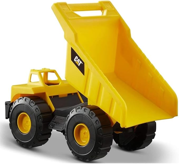 CAT Construction Toys, Construction Fleet 10" Dump Truck Toy - Heavy‑Duty Plastic, Working Tilting Bed & Free‑Rolling Wheels, Indoor/Outdoor Sandbox Truck for Toddlers & Kids Ages 2-6