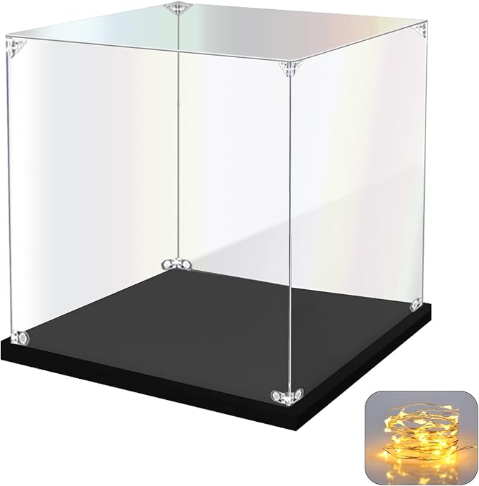 Acrylic Display Case for Collectibles Assemble Clear Acrylic Display Box for Lego Alternative Glass Case for Showcasing Figures Doll Toys Home Storage(8x8x8 inch, 20x20x20 cm)