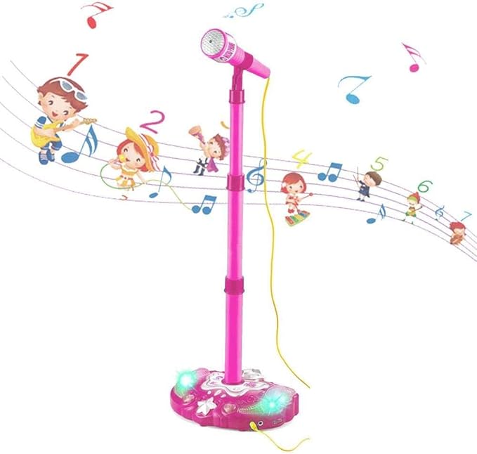 Kid Fun LilPals Princess Karaoke -Children's Toy Stand Up Microphone Play Set w/Built-in MP3 Player, Speaker, Adjustable Height (Pink)