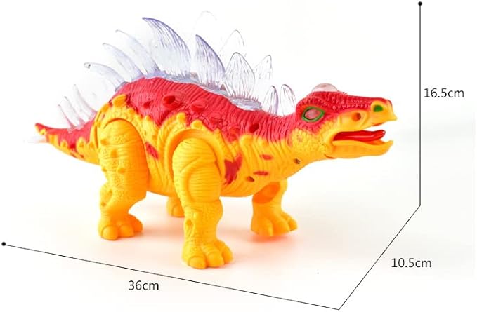 PowerTRC Electronic Walking Stegosaurus Jurassic Dinosaur Toy Figure for Toddlers w/Sounds, Tail Swing Action & Lights Dino Gift for Kids Boys Girls