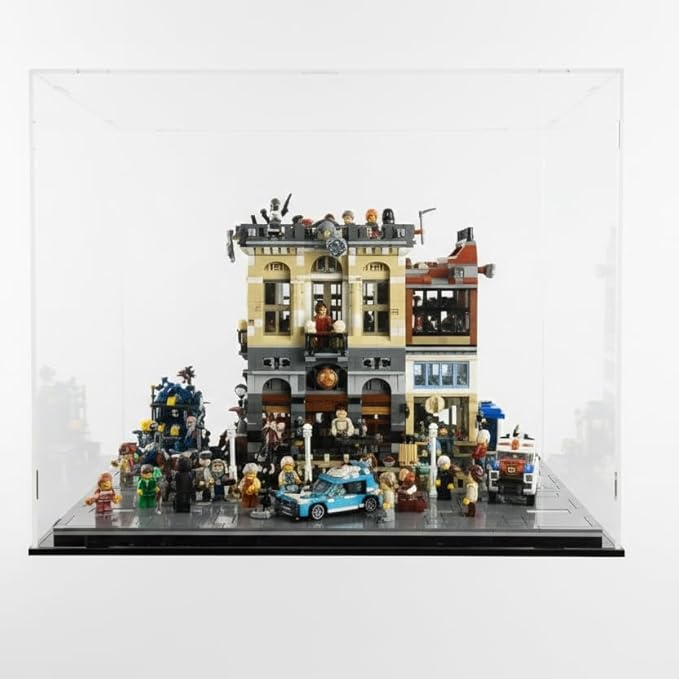 Clear Acrylic Display Case, Assemble Cube Display Box Stand with Black Base, Dustproof Protection Showcase for Collectibles Memorabilia Figurines (10x10x10inch; 25x25x25cm)