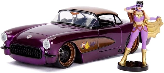 Jada DC Comics Bombshells Batgirl & 1957 Chevy Corvette Die-cast Car, 1:24 Scale Vehicle & 2.75-Inch Collectible Figurine 100% Metal