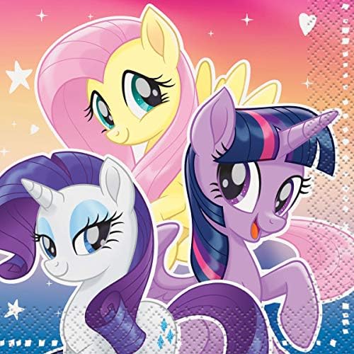 My Little Pony Birthday Party Supplies Favor Deluxe Bundle Pack Serves 16 includes 16 Plates, 16 Napkins, 1 Table Cover, 1 Banner, 16 Loot Bags, 24Tattoos, 1 Dinosaur Sticker Sheet