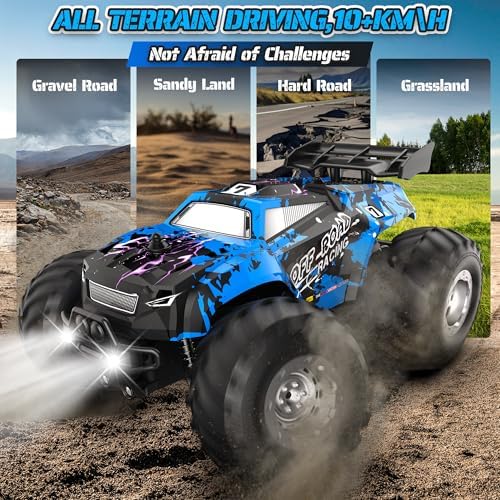 Remote Control Car, All-terrain Remote Control Truck for Boys 8-12, Headlight, Dual Motors, 1:20, 10KM/H, 2.4GHZ, Speed-friendly, Sturdy, Rechargeable RC Cars for Christmas, Beginner, Kids 6+