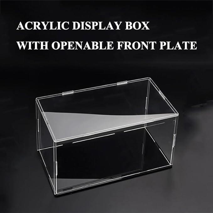 Clear Acrylic Display Case, Self-Assembly Acrylic Box with Black Thick Base and Side Door, Dustproof Protection Showcase Organizer for Collectibles Doll Toys Models Figurine (28X16X20cm/11X6.3X8inch)
