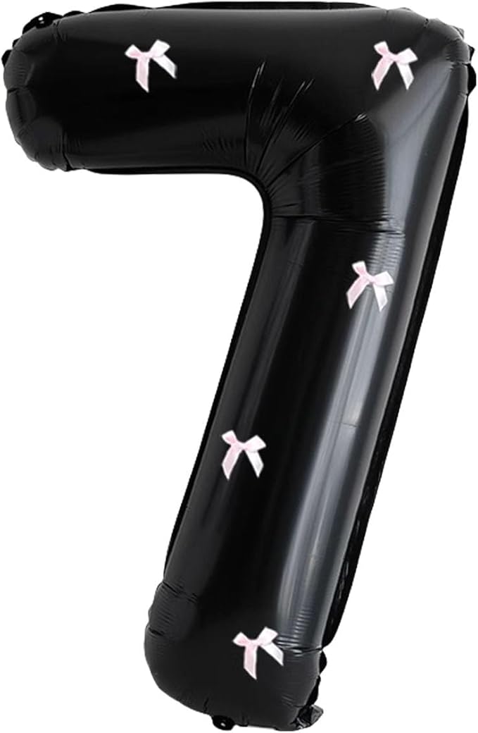 PLAP Birthday Number Balloon Bow Black Party Supplies 32 "Birthday Number Decoration (Number 7)
