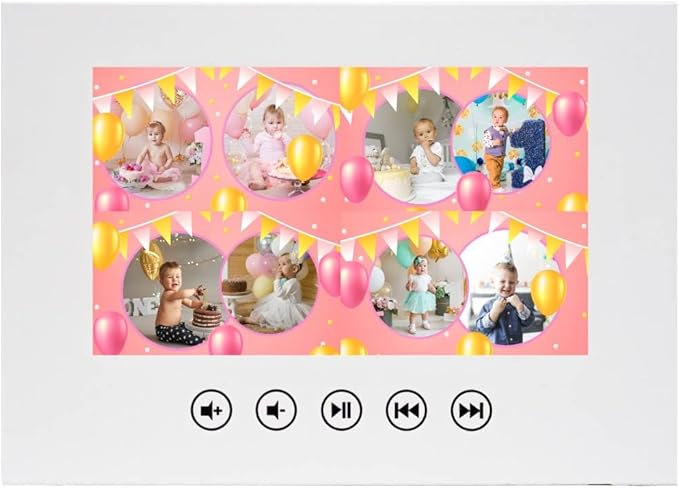 Personalized Baby Birthday Video Greeting Card – Upload Photos for Custom Animated Slideshow – Adorable Gift for Little Ones – 7” HD Display, 4GB Memory, Rechargeable Battery, USB Charging
