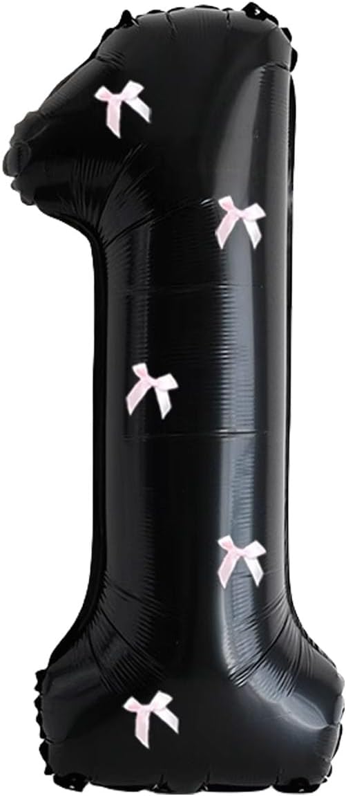 PLAP Birthday Number Balloon Bow Black Party Supplies 32 "Birthday Number Decoration (Number 1)