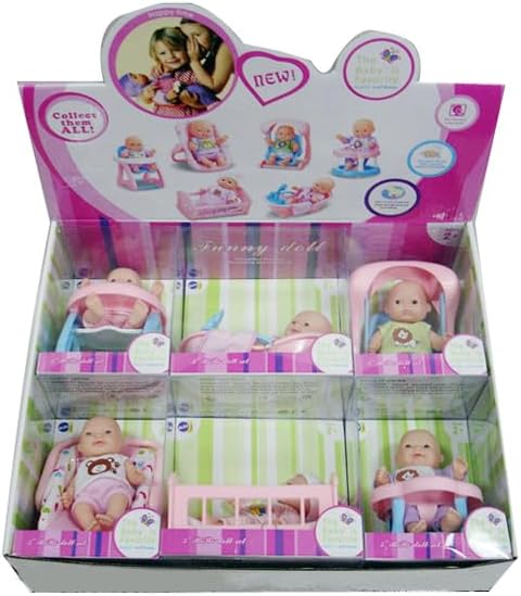 PowerTR 6 Sets of Mini Baby Dolls Collection with High Chair, Cradle, Walker, Swing, Bathtub and Baby Seat for Kids (2 Packs)
