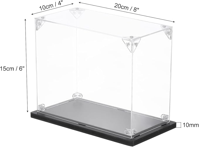MECCANIXITY Acrylic Display Case, 4''x8''x6'' Clear Display Box Assemble Dustproof Display Box Storage Organizer for Collectibles Action Figures