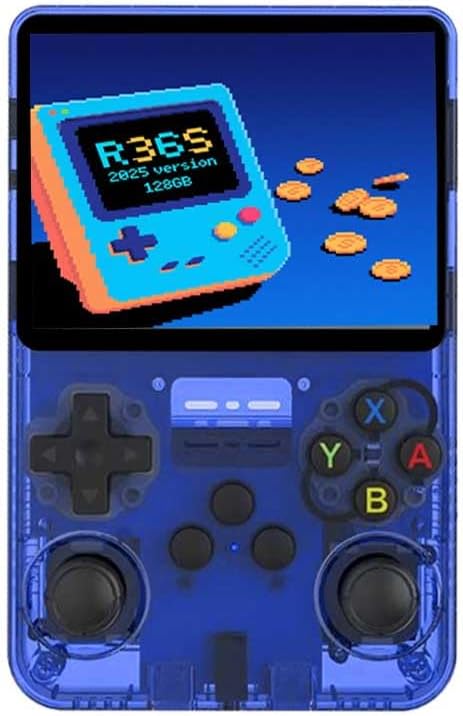 R36S Handheld Game Console, Upgraded Retro Game Console with Arkos System, Portable Video Gaming Player Pre-Installed 50 Emulator & 23000+ Games in English, (Blue)