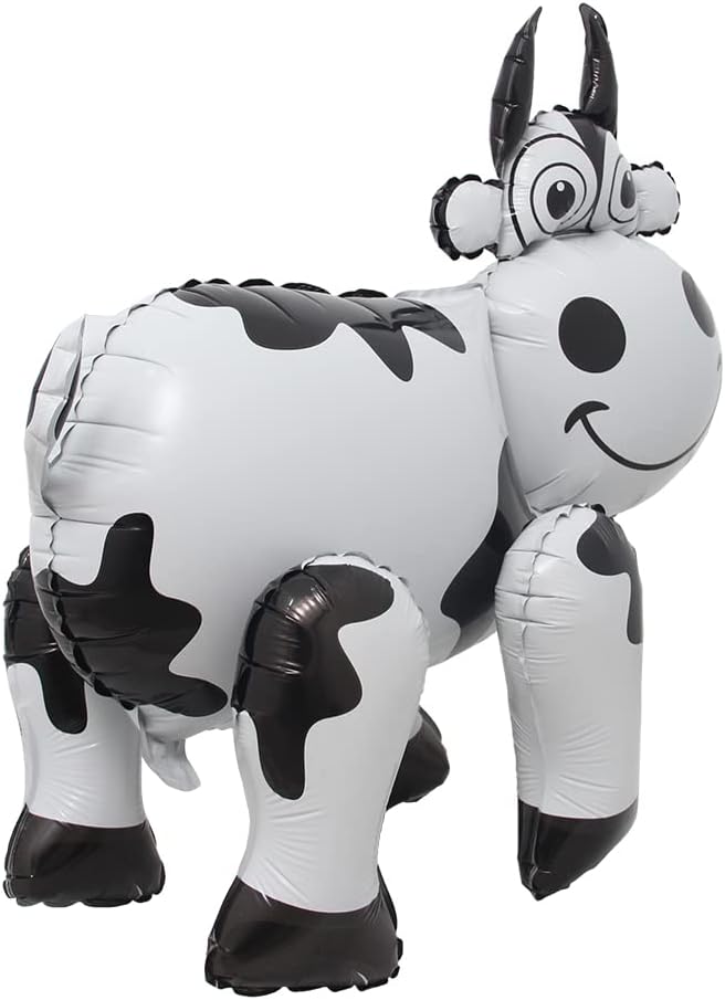 4D Walking Balloons Animal Foil Balloon Lion Panda Alpaca Cow Horse hippo leopard Ballon Jungle Forest Zoo Theme Baby Shower Birthday Party Supplies (4D Cow)