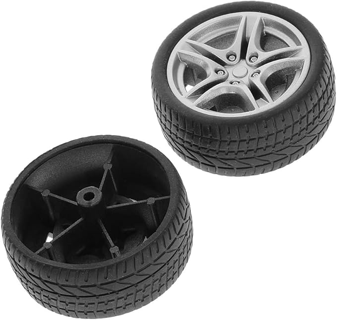 4Pcs Black 48mm Tires,Simulation Rubber Wheel Tire Wheel Toy Model DIY RC Spare Parts Easy Installation Small in Size,Tire and Wheel Sets,Remote and App Controlled Vehicles Parts