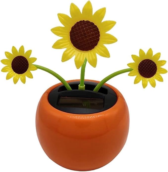 1 Pcs Sunflowers,Solar Powered Dancing Flower, Decoration Gift, Swinging Dancer Toy, No Battery Required, Car Decor, Sunflower/White Flower Learning and Education (Sun Flower)