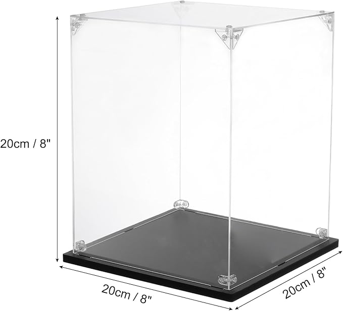 MECCANIXITY Acrylic Display Case, 8''x8''x8'' Clear Display Box Assemble Dustproof Display Box Storage Organizer for Collectibles Action Figures