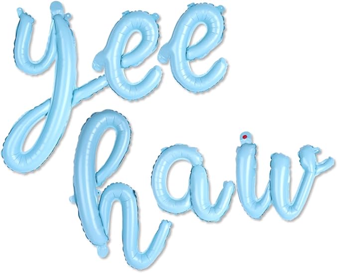 Yee Haw Balloons and Banner for Western Cowboy First Rodeo Birthday, Bachelorette Decorations (Blue)
