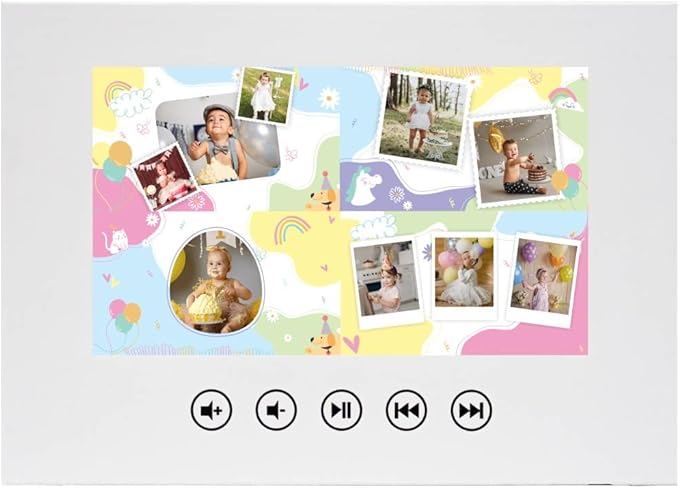 Babies Personalized Birthday Video Greeting Card – Upload Photos for Animated Slideshow – Precious Gift for Little Ones – 7-Inch Digital Display, 4GB Memory, Rechargeable Battery, Easy USB Setup