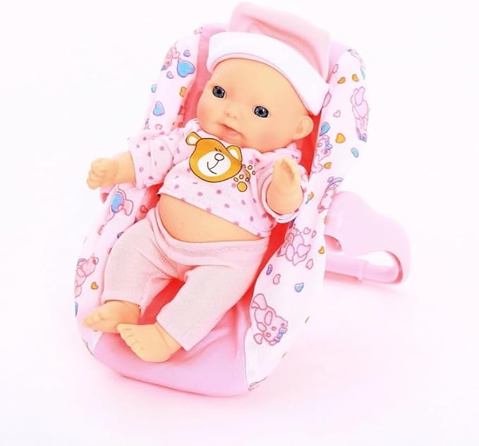 PowerTRC 6 Set of Mini 5 Inch Baby Girl Toy Dolls Collection with High Chair, Cradle, Walker, Swing, Bathtub and Baby Seat Accessories for Girls 3-6 Years Old