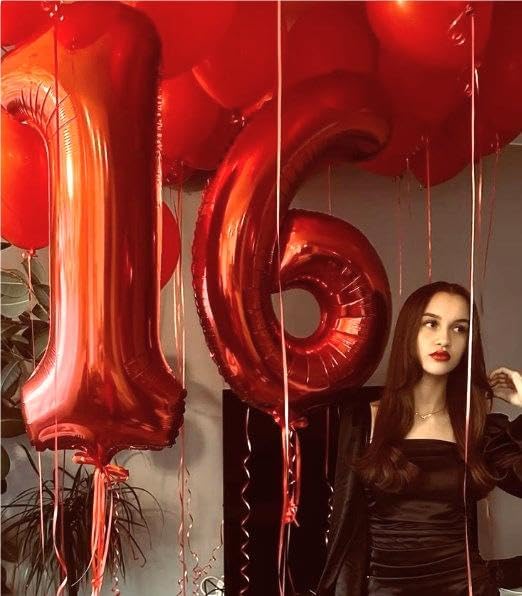 Number Balloon 40 Inch Red 6 Balloon, Red Numbers Six 6 Birthday Balloon Party Supplies, 6 16 26 36 60 66 Foil Mylar Number Balloons Birthday Party Decor