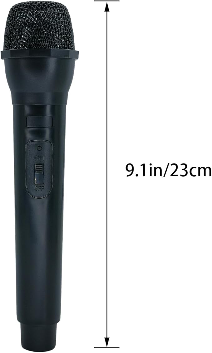 Microphone Pretend Play Toy,1:1 Realistic Simulation Mic Prop for Role Playing, Host Practice and Pretend Singing (Non-Functional, 23cm, Black)
