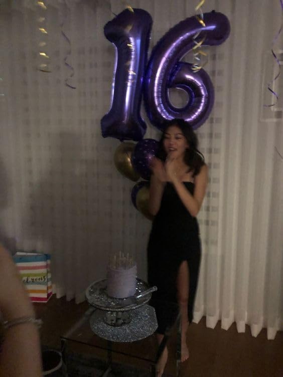 Purple Number 14 Balloon 40 inch, 14 Number Balloons, 14th Purple Birthday Decorations, 14 Year Old Girls Boys Party Supplies