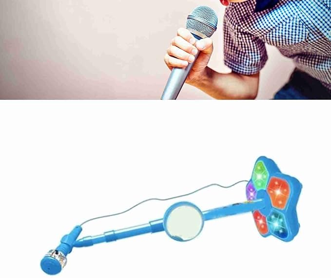 Students Microphone with Stand, Toddler Microphone Stand with Light, Singing Family Kindergarten Performance Easy Carrying Gifts for Kids
