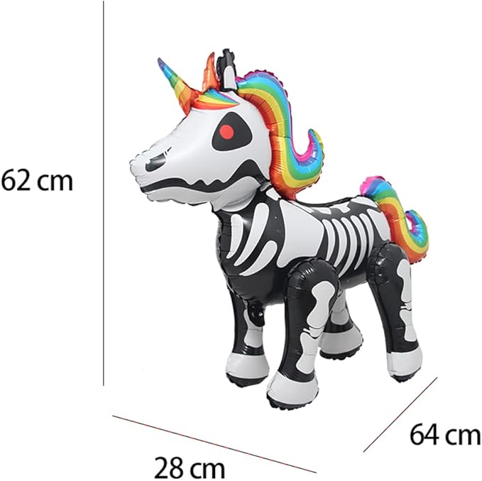 4D Walking Balloons Animal Foil Balloon Lion Panda Alpaca Cow Horse hippo leopard Ballon Jungle Forest Zoo Theme Baby Shower Birthday Party Supplies (4D Skeleton Horse)
