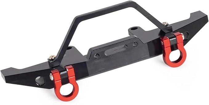 RC Car Accessories for WPL C14 C24 C24-1 C54 CB05S 1/16 RC Parts Aluminum CNC Front Bumper with Winch Fixed Upgrade Modification Accessories(Black)