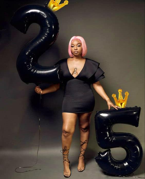 Black 5 Balloon, 40 Inch Number Balloon, Black and Gold Party Supplies, 5th Birthday Balloon Decorations, 5 15 25 35 50 Number Balloons, Number 5 Balloon.