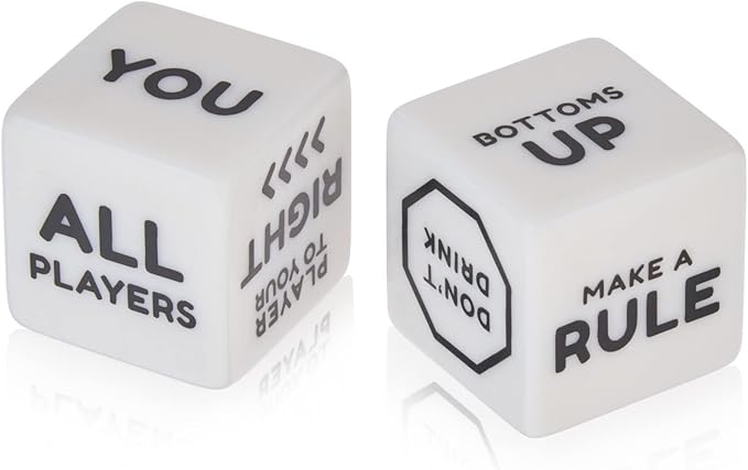 True Drinking Dice - Adult Party Games Drinking - Fun Drinking Games for Parties - Includes 2 Dice with Instructions - 2+ Players Dice Drinking Game