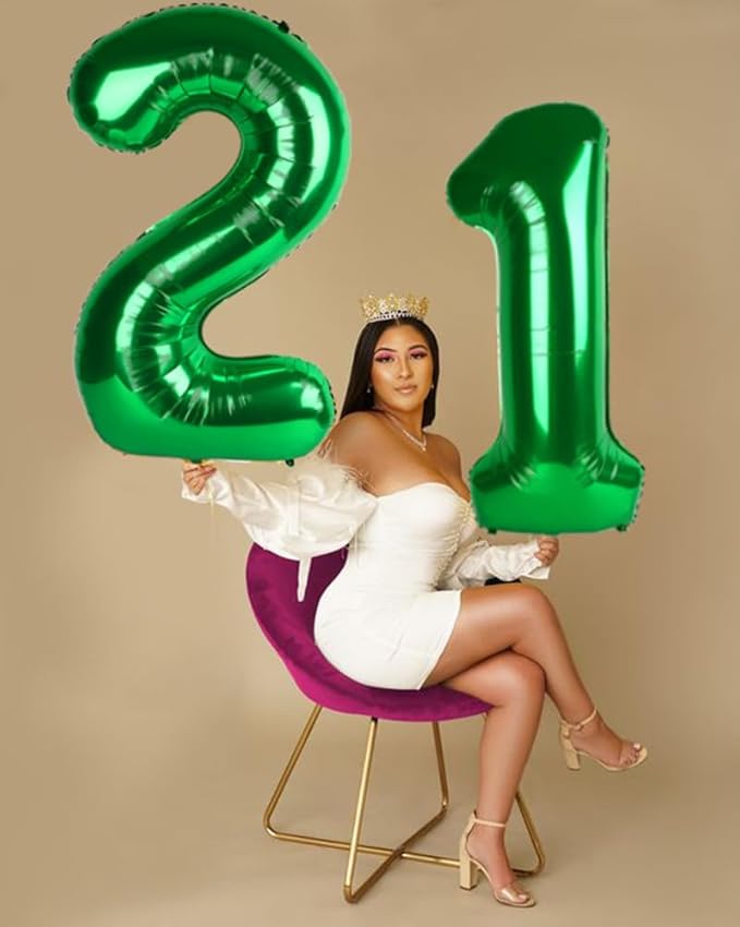 2 Numbers Balloon 40 Inch Dark Green Two Balloon Number Birthday Decor, 2nd 12 21st Party Celebration Decorations Graduations Wedding Baby Shower