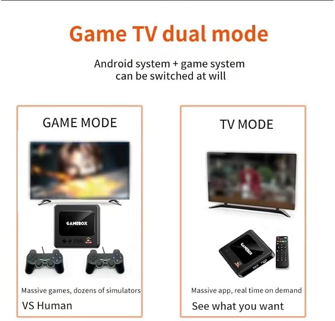 Retro Game & TV Super Console,with 40,000+ Games, Compatible with 40+ emulators, Game Emuelec 4.5/TV Android 9.0 Dual System, Supports 1080P,BT5.0 (128GB(40000+Games))