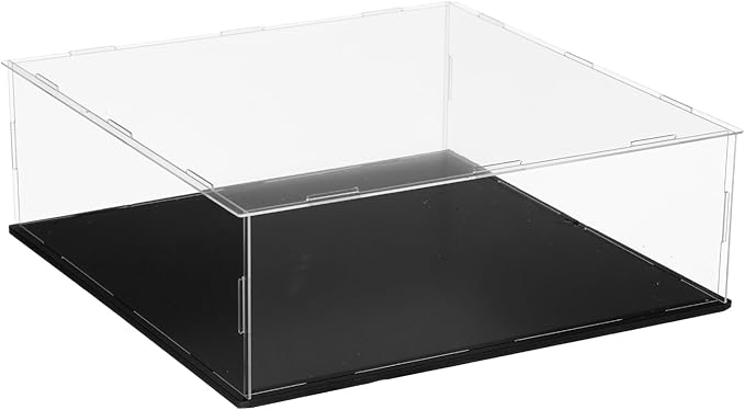 uxcell Acrylic Clear Display Case for Collectibles Self-Assemble Display Clear Boxes with Black Base Dustproof Countertop Storage Box for Collectible Action Figure, 11.8 x 11.8 x 3.9 Inch