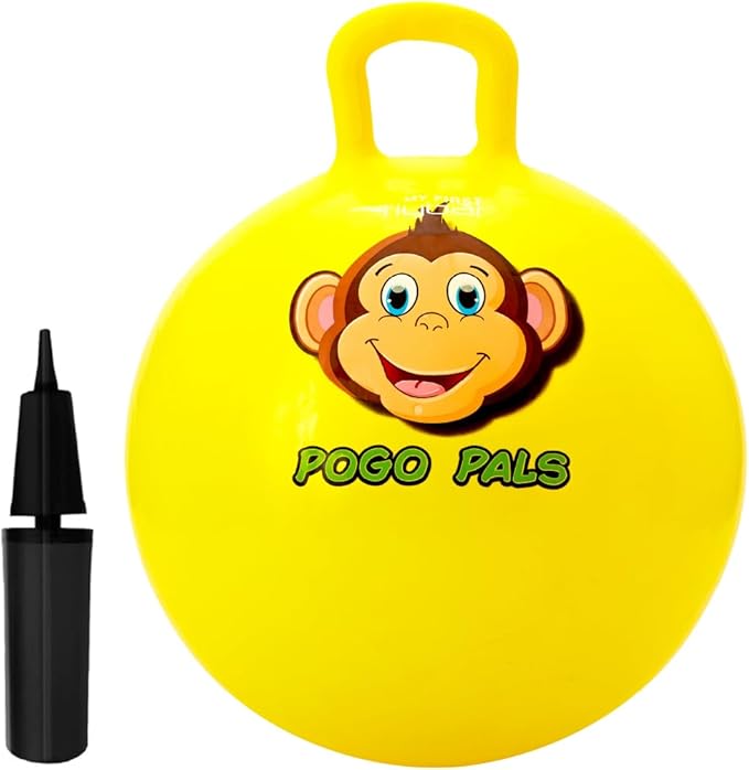 Flybar Hopper Ball for Kids, Inflatable Bouncy Ride-On Ball w/Handle for Indoor & Outdoor Active Play, Includes Pump, Jump Ball Toy for Boys & Girls, Supports Up to 185 lbs, Ages 6+, 22-Inch, Medium