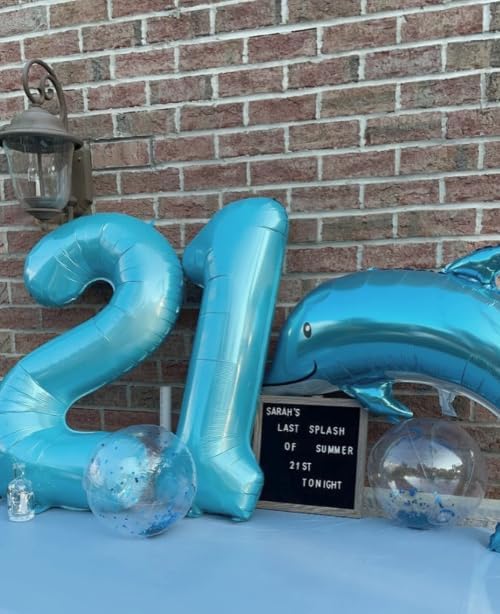 Pearl Blue 2 Number Balloon, 40 Inch Number 2 Balloon Birthday Decoration, Number 2 Helium Balloon 12 20 22 23 24 26 28 42 Celebration, Boy Girl Baby Anniversary Party Graduations Supplies Decorations