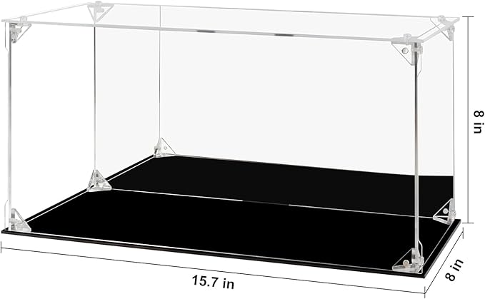 Acrylic Display Case Clear Action Figure Display Case with Mirrored Back, Dustproof Protection Display Box Alternative Glass Case for Collectibles Figures Models Doll Toys (15.7x8x8 inch, 40x20x20cm)