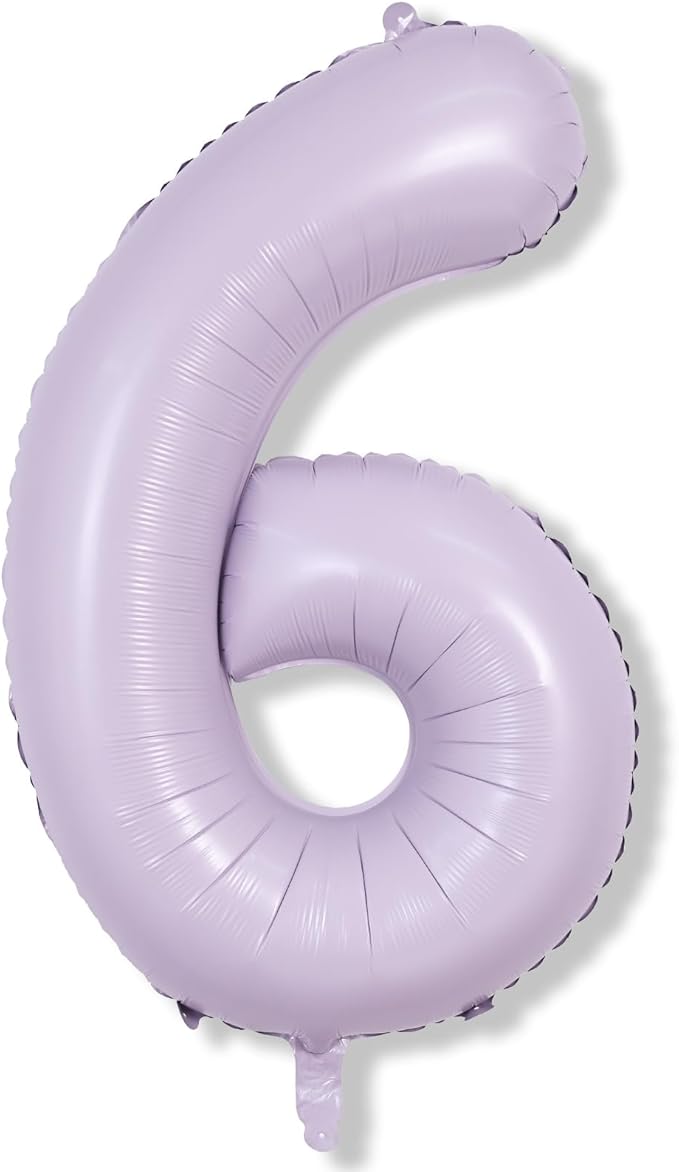 40 Inch Balloon Number 6 Light Purple, Large Foil Pastel Purple 6 Balloons Number for Women, Lavender Globos de Numero 6 Helium Balloons for Girls 6th Birthday Anniversary Graduation Party Decorations