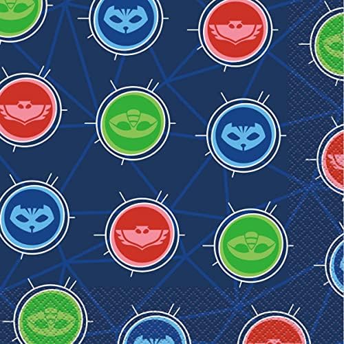 Unique PJ Masks Birthday Party Supplies Bundle Pack includes 16 Dessert Cake Plates, 16 Napkins