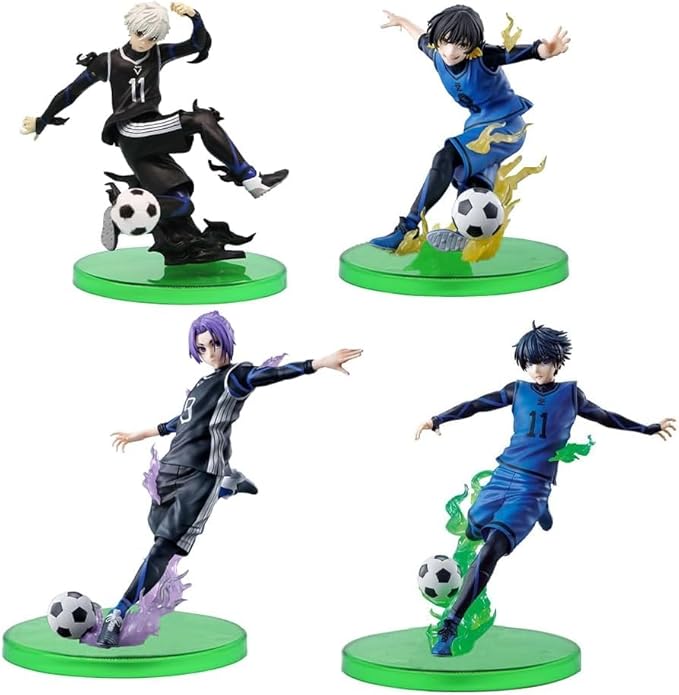 4pcs Anime Figure Seishiro Nagi REO Mikage Bachira Meguru Isagi Yoichi Action Figure Statue PVC Character Handmade Model Desktop Decoration Collectibles
