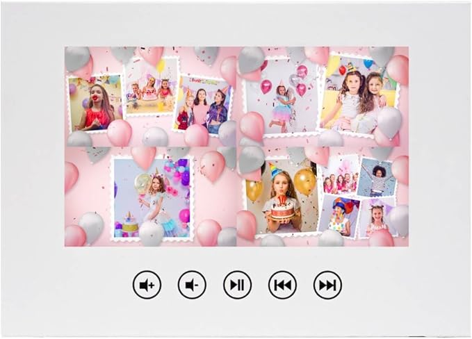 Personalized Girl’s Birthday Video Card – Add Photos – Create Emotional Slideshow Gift – 7” IPS Screen, 4GB Memory, USB Charger Included, Keepsake Album