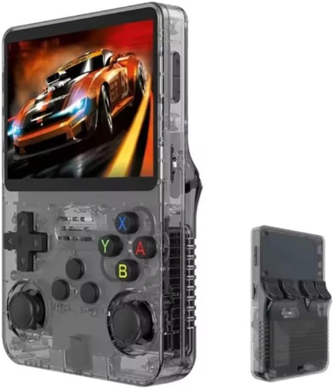 R36s Handheld Game Console, 3.5 Inch IPS Screen Retro Handheld Game Console with 128g TF 3500mah Battery, Built-in 20000+ Classic Games for Adults Kids (Black*128Gb) (Transparent Black*128gb)