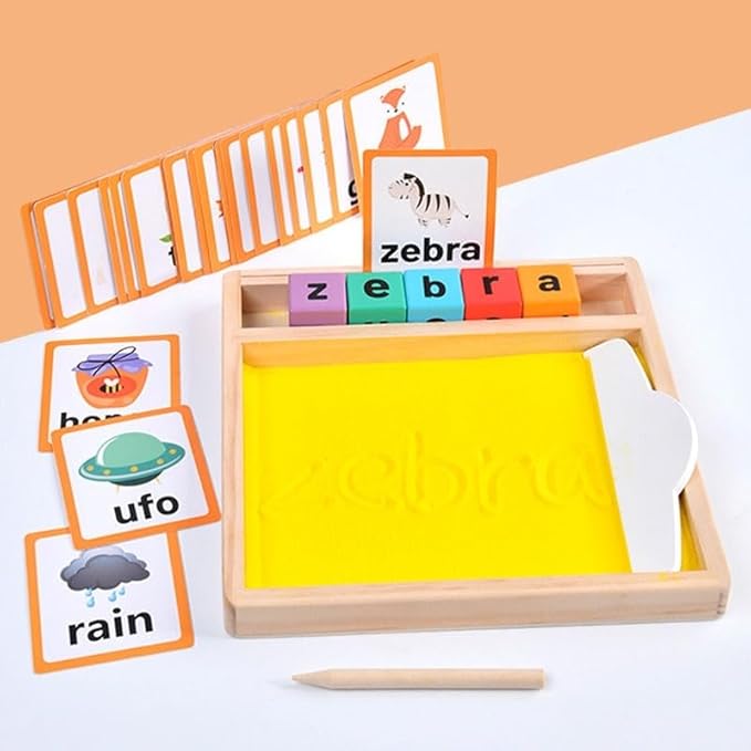 Montessori Sand Writing & Spelling Tray, Early Literacy Learning & Education Handwriting Toy (Ages 3+).