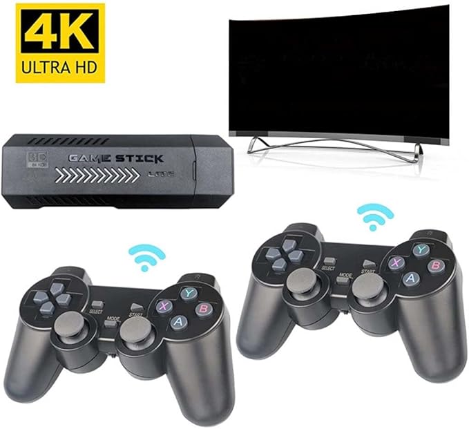 X2 Plus 4K HD Retro Game Stick, Home Video Game Console with 2 Wireless Controllers, HDMI Output, 30000+ Built-in Games (64GB)