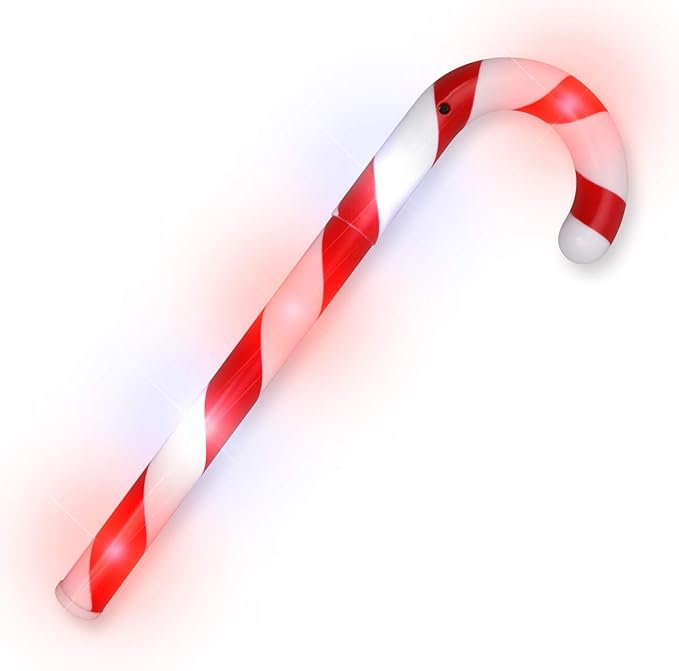 FlashingBlinkyLights Light Up Candy Cane Christmas Light Stick LED Wands (Set of 12)